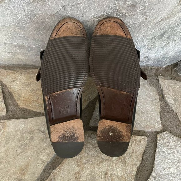 Cole Haan Monk Strap Loafer Mens 9 C03586 Pinch Buckle Fringe Two Tone Black - Picture 8 of 11